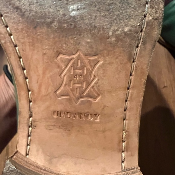 Undandy Leather Wingtip Oxford Dress Shoes Size 44 Brown Green w Matching Laces - Picture 9 of 13